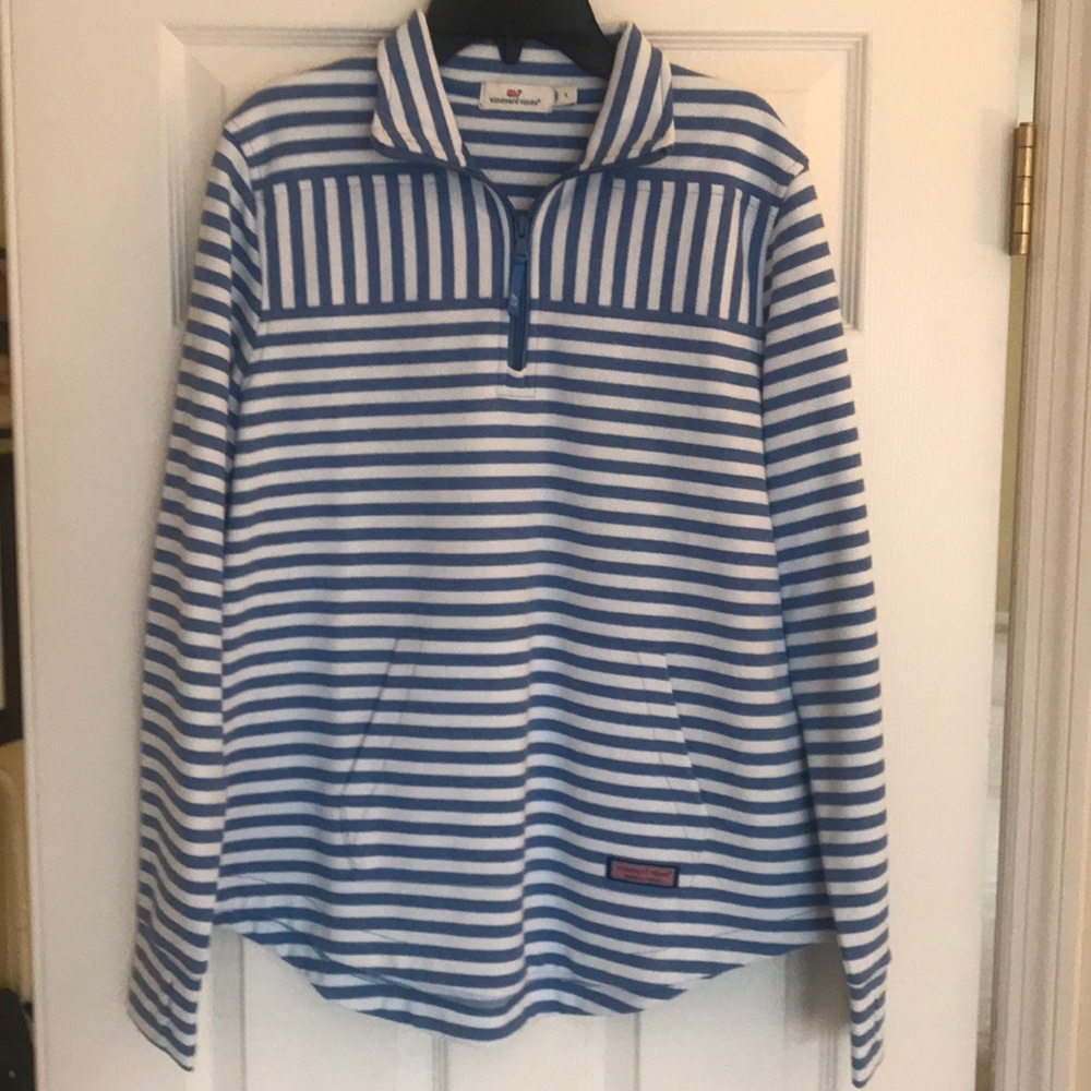 Vineyard Vines Blue and White Striped Sweatshirt